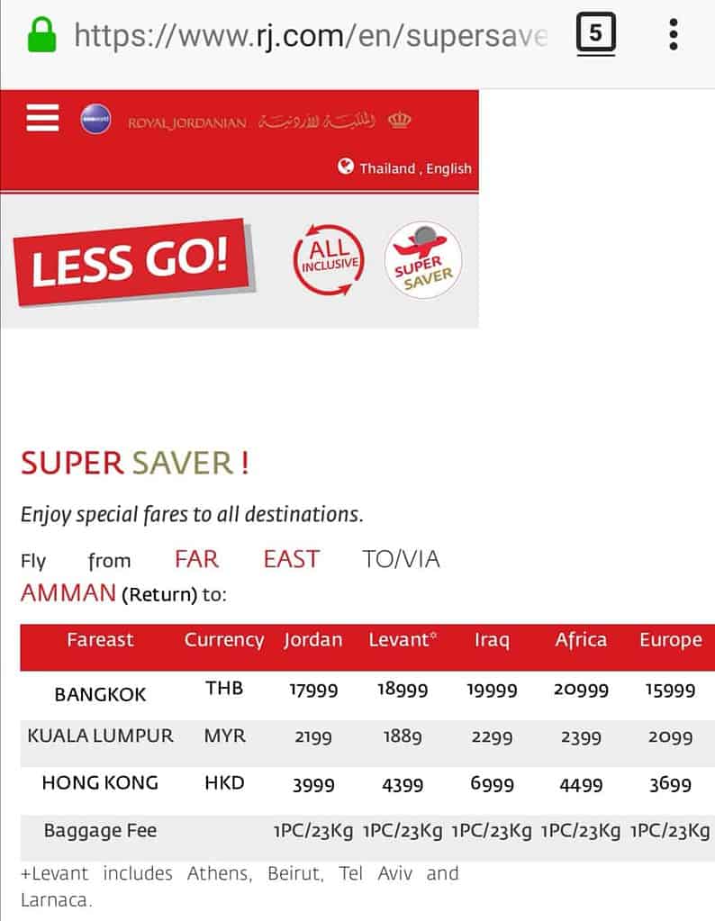 โปรโมชั่นตั๋วเครื่องบิน ราคาถูก royal jordanian